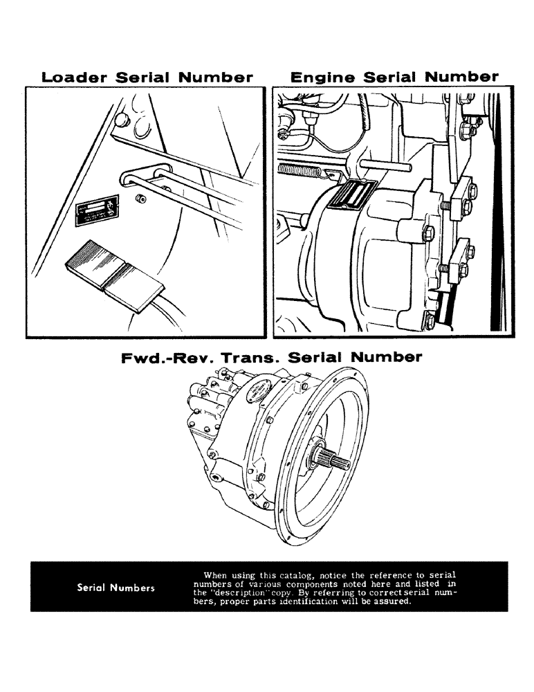 Схема запчастей Case 680CK - (001) - LOADER SERIAL NUMBER, ENGINE SERIAL NUMBER,, FWD.-REV. TRANS. SERIAL NUMBER 