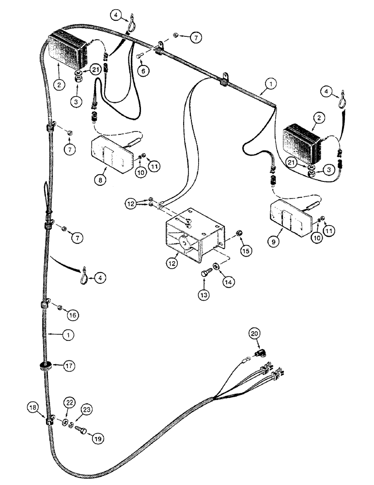 Схема запчастей Case 921B - (4-044) - REAR LAMP AND BACKUP ALARM MOUNTING (04) - ELECTRICAL SYSTEMS