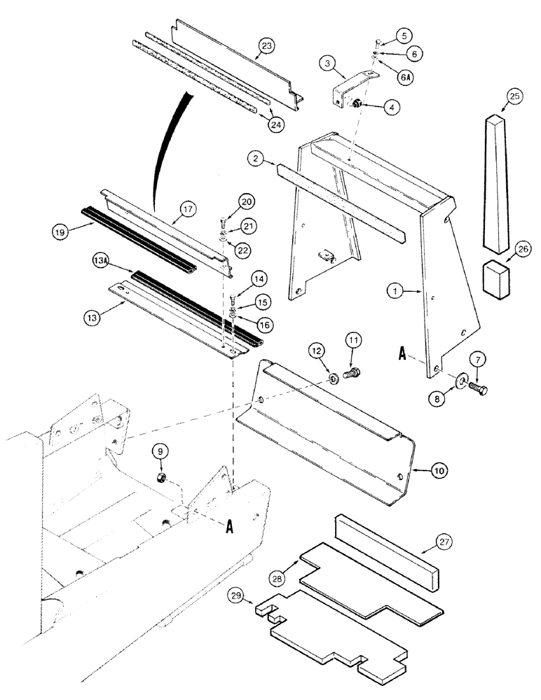 Схема запчастей Case 580SK - (9-096) - RADIATOR SHROUD AND COVERS (09) - CHASSIS/ATTACHMENTS