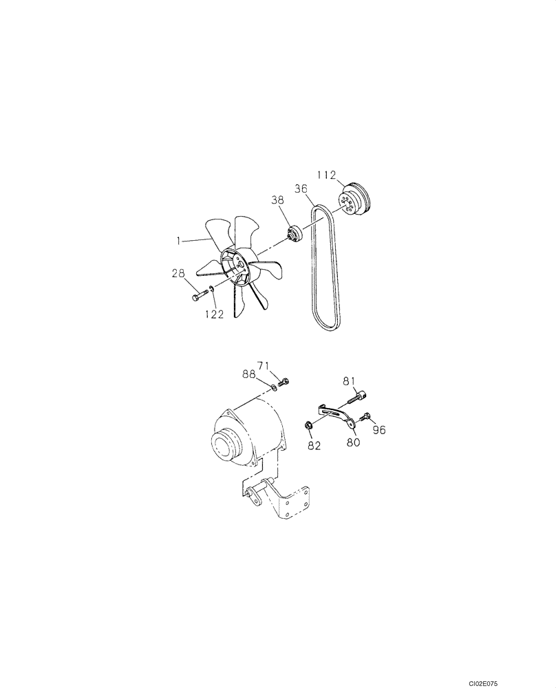 Схема запчастей Case CX75SR - (02-20) - FAN DRIVE (02) - ENGINE