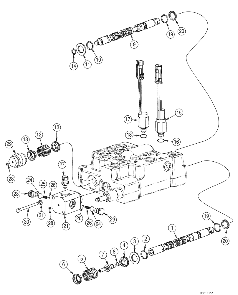 Схема запчастей Case 70XT - (08-16A) - VALVE ASSY, CONTROL - SPOOLS AND DETENTS (70XT) (08) - HYDRAULICS