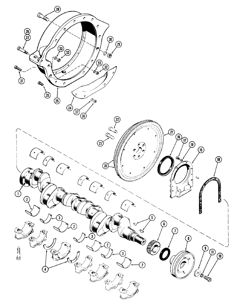 Схема запчастей Case W10C - (038) - CRANKSHAFT AND FLYWHEEL, (377) SPARK IGNITION ENGINE (02) - ENGINE