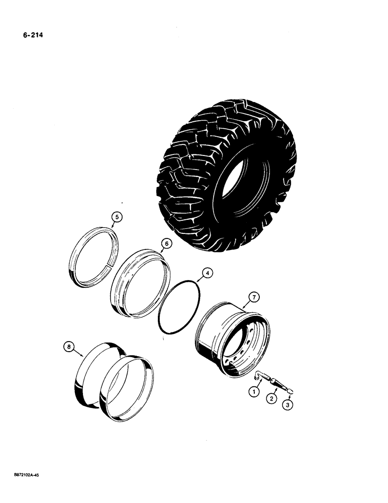 Схема запчастей Case W36 - (6-214) - WHEELS (06) - POWER TRAIN
