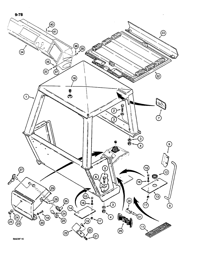 Схема запчастей Case W14C - (9-78) - CANOPY (09) - CHASSIS/ATTACHMENTS