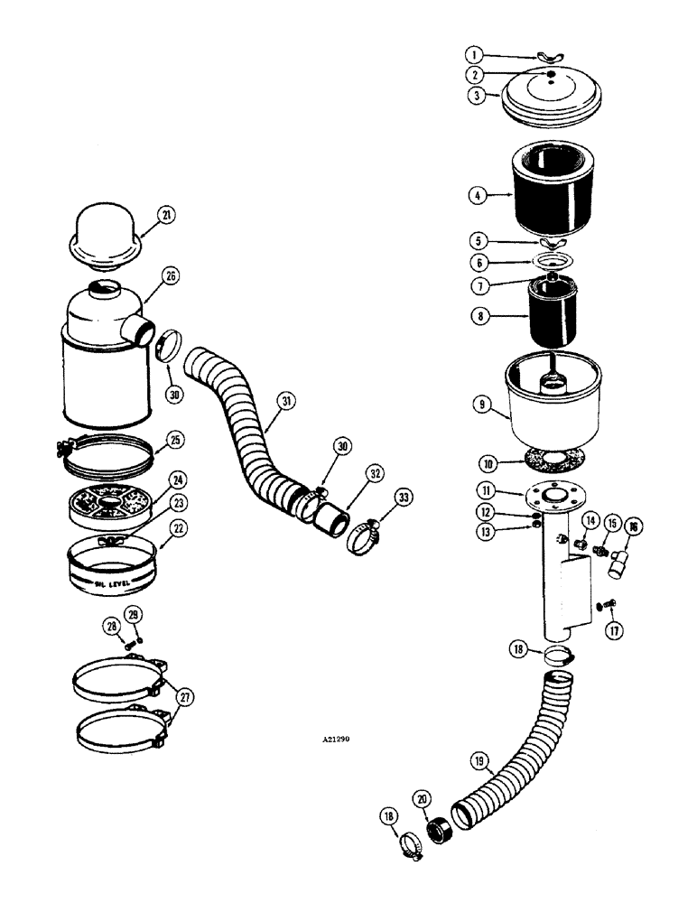 Схема запчастей Case W9E - (100) - DRY TYPE AIR CLEANER, GAS ENGINE, OIL BATH AIR CLEANER, GAS (02) - ENGINE