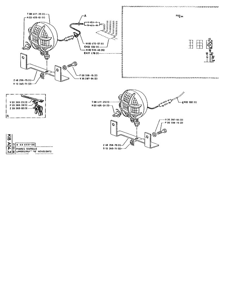 Схема запчастей Case 90BCL - (383) - UPPERSTRUCTURE HEADLIGHTS (06) - ELECTRICAL SYSTEMS