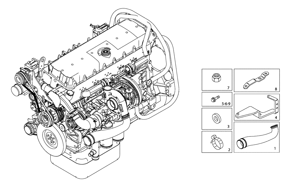 Схема запчастей Case 330B - (01A02000294[001]) - TURBOCHARGER PARTS (87522850) (01) - ENGINE