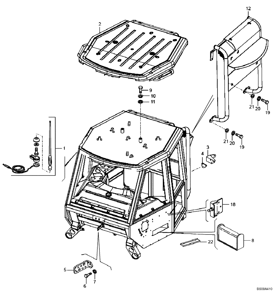 Схема запчастей Case 327B - (51A00001653[001]) - ANTENNA & OUTER ROOF, CAB (P.I.N. HHD0327BN7PG57000 AND AFTER) (84191501) (10) - Cab/Cowlings