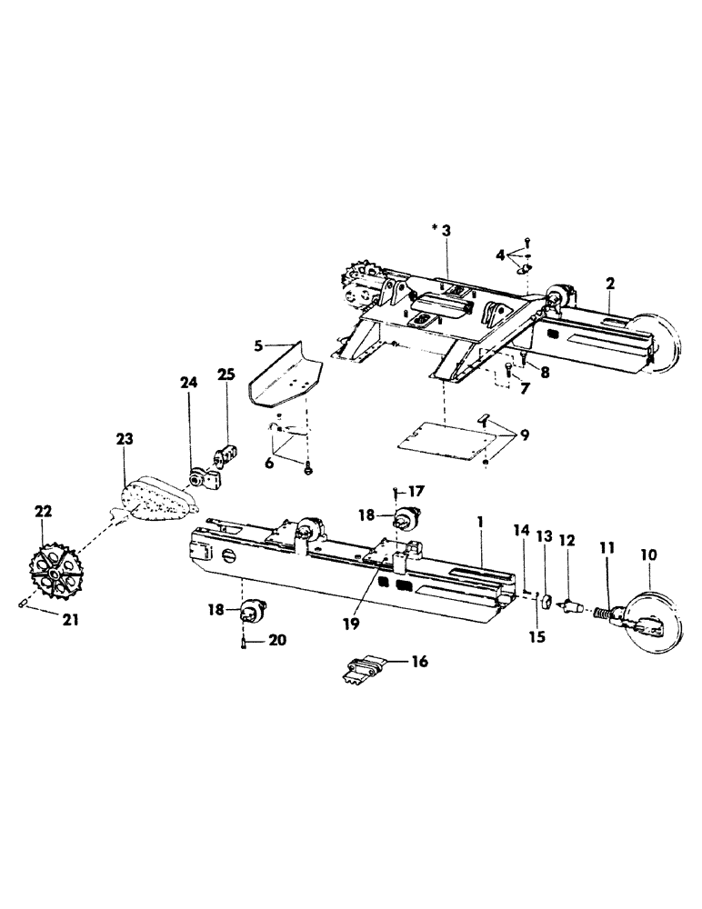 Схема запчастей Case 40BLC - (004) - CRAWLER UNDERCARRIAGE AND ATTACHING PARTS, (USED WITH STANDARD GAUGE TRACK UNITS) (04) - UNDERCARRIAGE