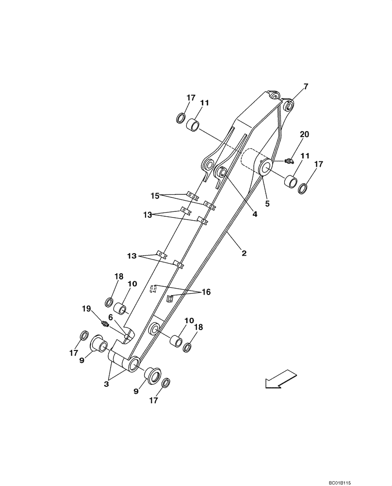 Схема запчастей Case CX160 - (09-37) - ARM, EXCAVATOR, 2,70 METER (8 FT 10 IN) (09) - CHASSIS/ATTACHMENTS