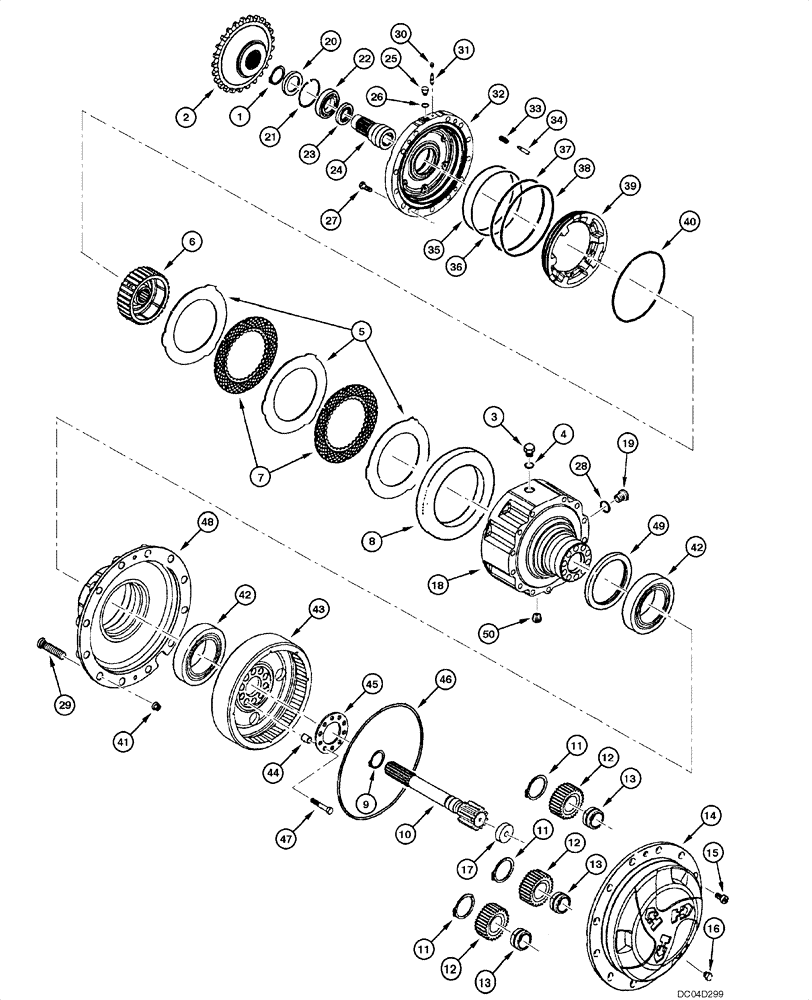 Схема запчастей Case 865 - (06.34[00]) - REAR AXLE CLARK - PLANTARY REDUCTION AND SERVICE BRAKE (06) - POWER TRAIN