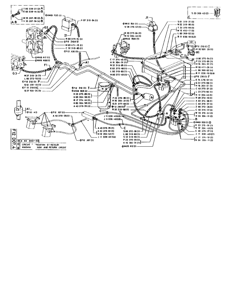 Схема запчастей Case 90BCL - (177) - WARMING TROUGH AND RETURN CIRCUIT (07) - HYDRAULIC SYSTEM