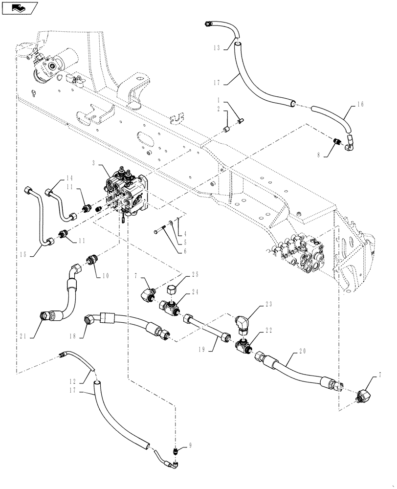 Схема запчастей Case 590SN - (35.701.07[02]) - HYDRAULICS - VALVE, LOADER CONTROL (2 SPOOL) (580SN, 580SN WT, 590SN) (35) - HYDRAULIC SYSTEMS
