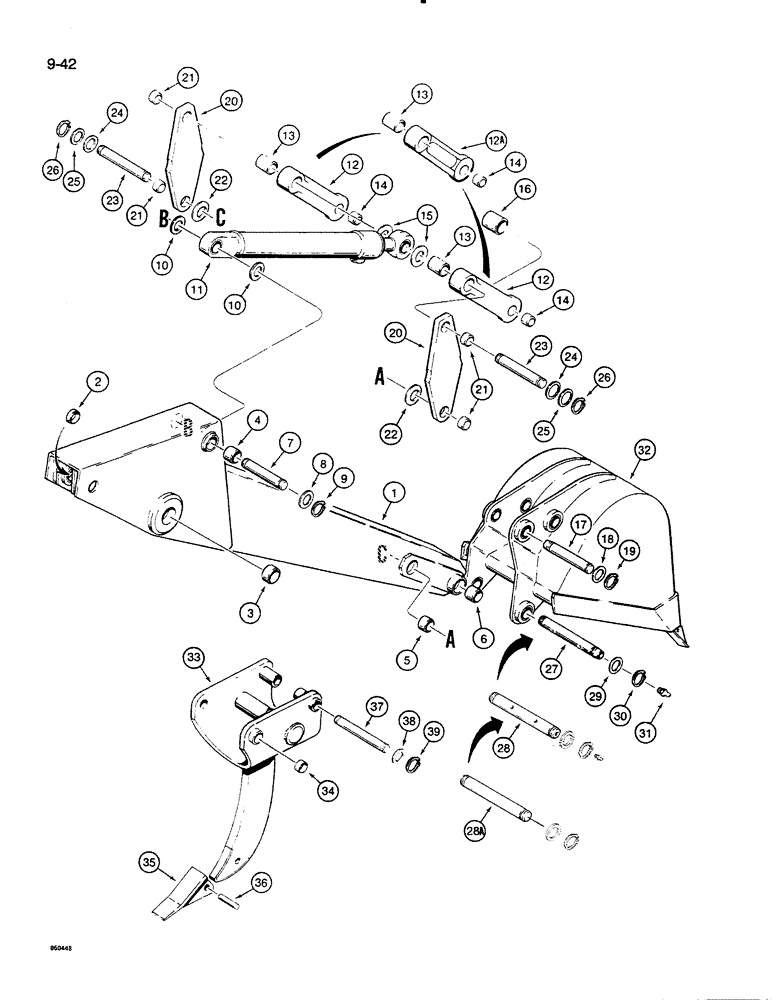 Схема запчастей Case 35C - (9-42) - DIPPER AND BUCKET (09) - CHASSIS/ATTACHMENTS