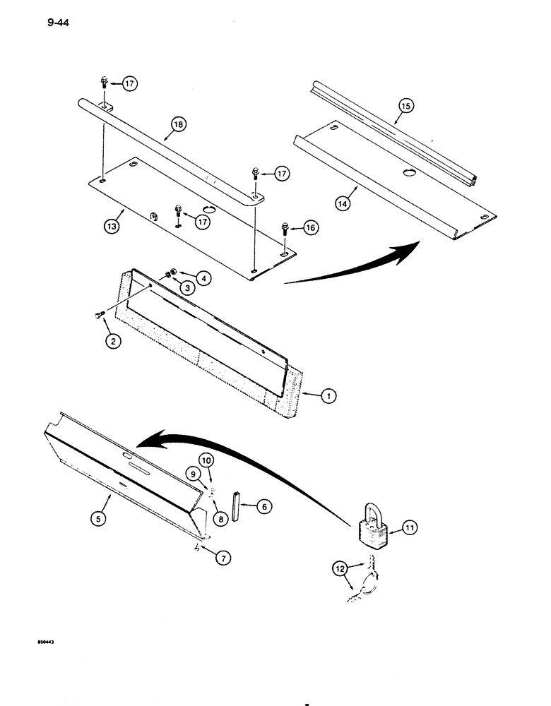 Схема запчастей Case 855D - (9-044) - INSTRUMENT PANEL COVERS (09) - CHASSIS/ATTACHMENTS