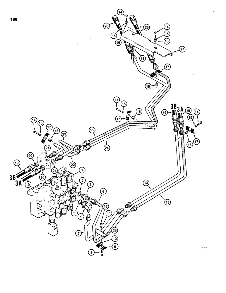 Схема запчастей Case 850C - (188) - LOADER CLAM HYDRAULIC CIRCUIT (07) - HYDRAULIC SYSTEM
