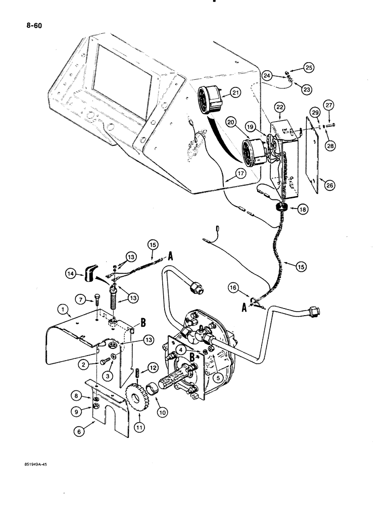 Схема запчастей Case 480E LL - (8-060) - PTO SHIELD AND SPEED INDICATOR (08) - HYDRAULICS