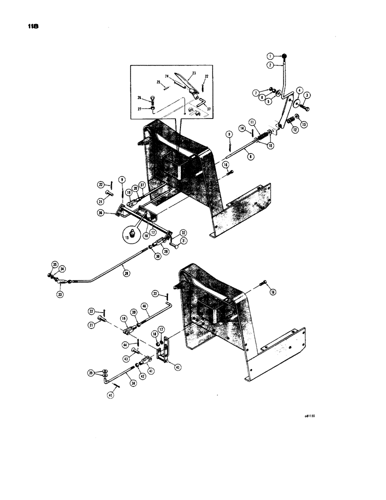Схема запчастей Case 450 - (118) - THROTTLE CONTROL LINKAGE (01) - ENGINE