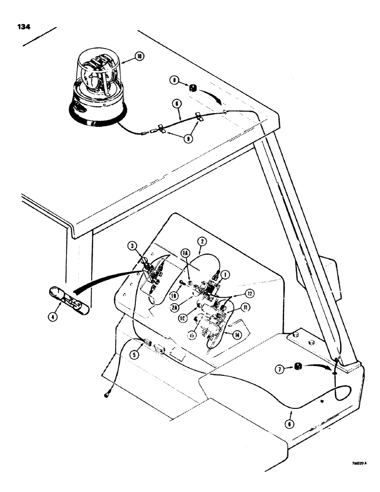 Схема запчастей Case 580C - (134) - ROTATING BEACON AND RELATED PARTS, BEFORE TRACTOR S/N 8958213 (04) - ELECTRICAL SYSTEMS