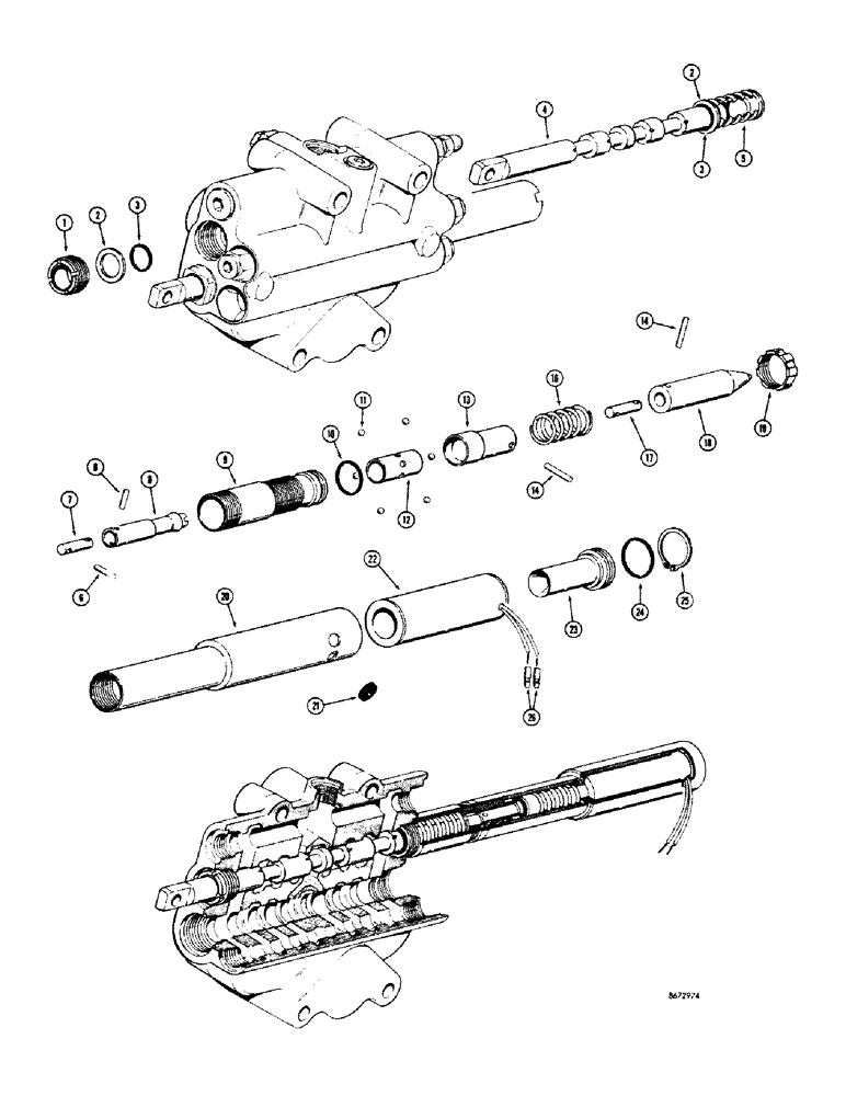 Схема запчастей Case 680CK - (232) - THREE POSITION SPOOLS - DOUBLE ACTING (35) - HYDRAULIC SYSTEMS
