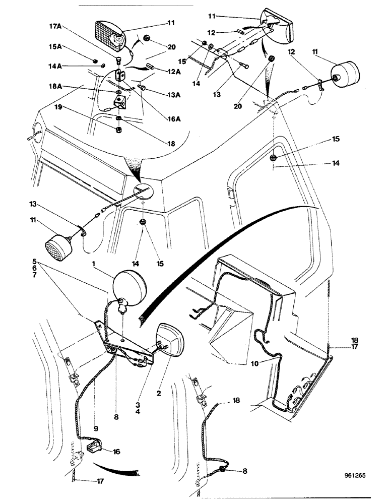Схема запчастей Case 580G - (082) - TRACTOR LAMP CIRCUIT - WITH CAB NO. 3.808.596 (04) - ELECTRICAL SYSTEMS