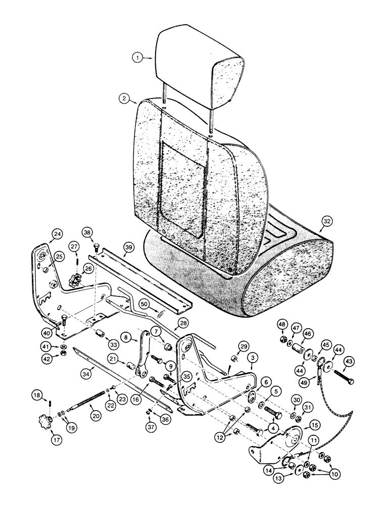 Схема запчастей Case 580SK - (9-132) - DELUXE SUSPENSION SEAT ASSEMBLY (NS03), NOT FOR PRESTIGE (09) - CHASSIS/ATTACHMENTS