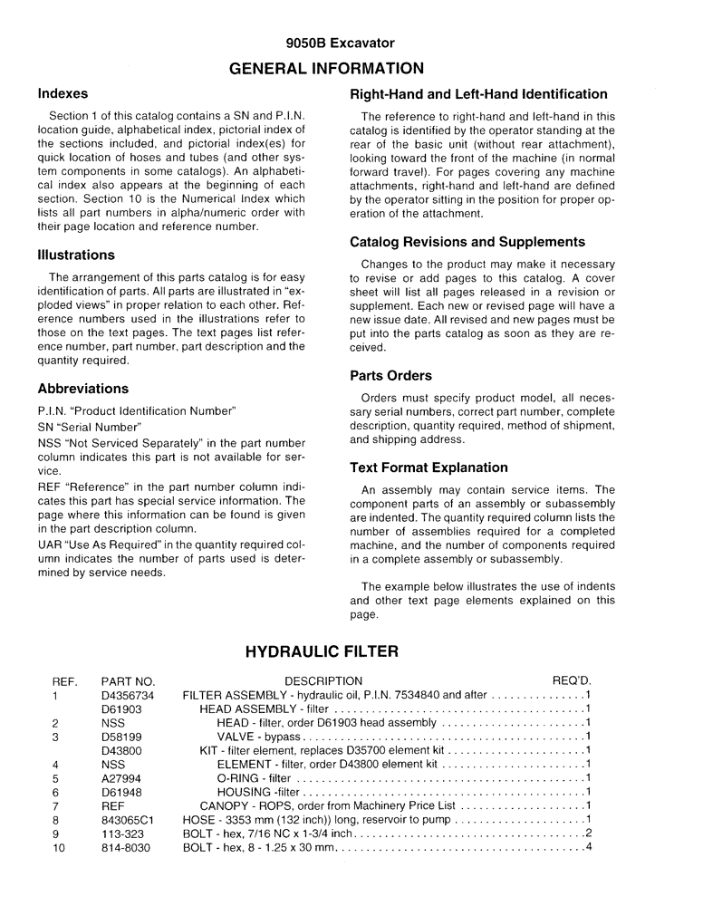 Схема запчастей Case 9050B - (1-004) - GENERAL INFORMATION (00) - PICTORIAL INDEX