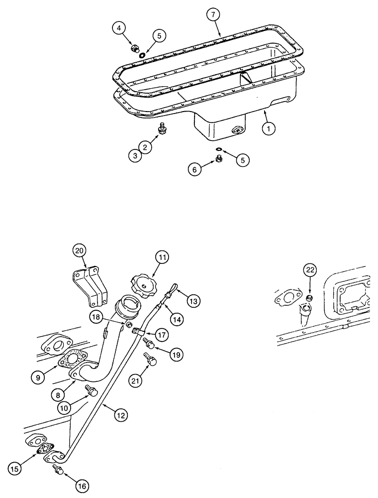 Схема запчастей Case 9050 - (2-30) - OIL PAN, FILLER AND DIPSTICK (02) - ENGINE