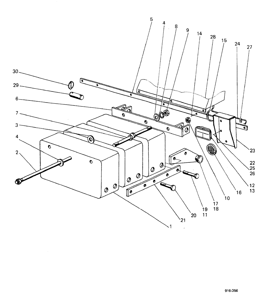 Схема запчастей Case 580F - (396) - COUNTERWEIGHT AND REAR LIGHTS OF LOADER, WITHOUT ACCESSORIES (39) - FRAMES AND BALLASTING