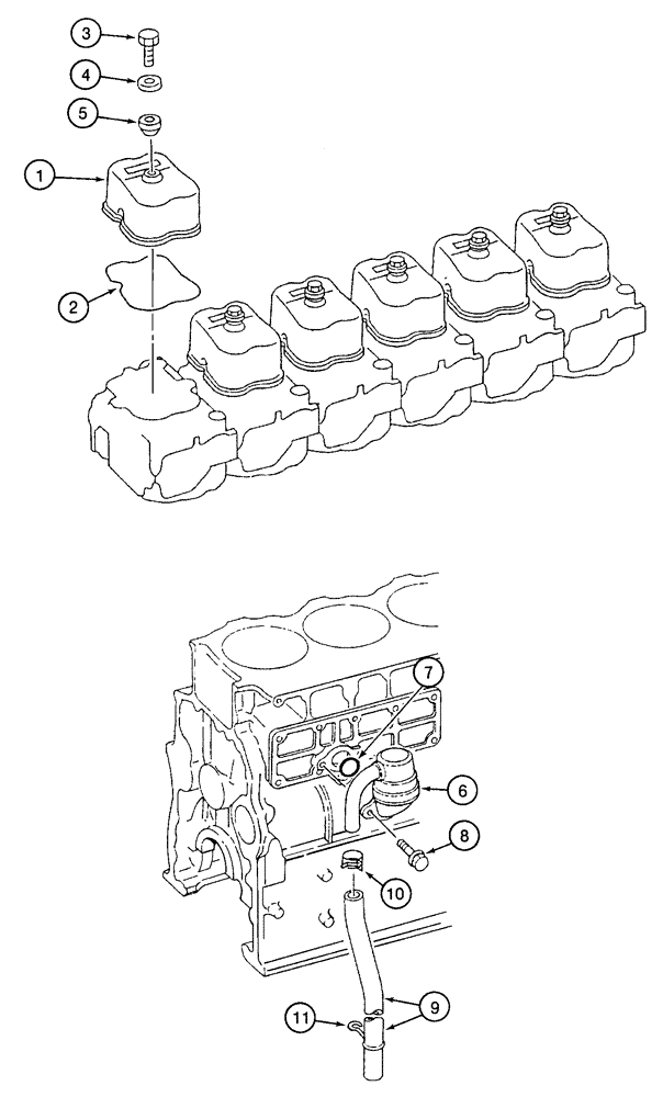 Схема запчастей Case 9050 - (2-36) - CYLINDER HEAD COVERS AND ENGINE BREATHER (02) - ENGINE