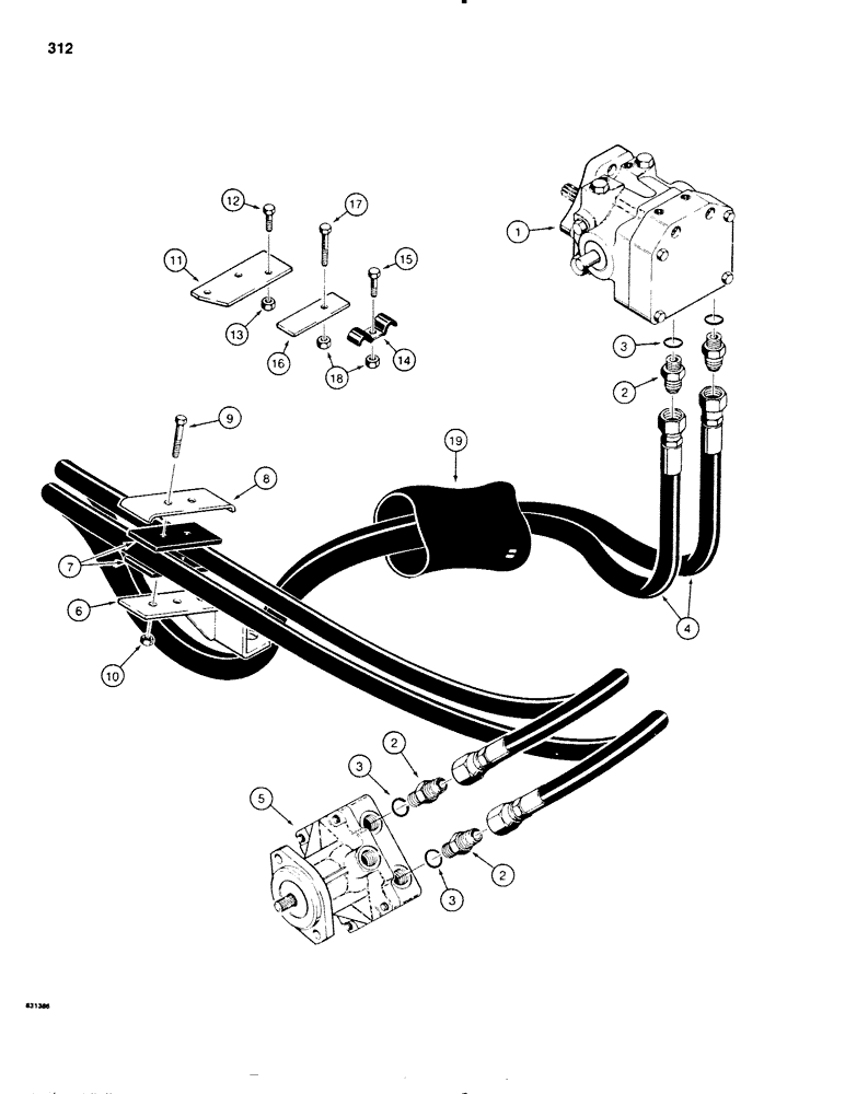 Схема запчастей Case SD100 - (312) - LINE LAYER HYDRAULIC PUMP TO MOTOR PRESSURE CIRCUIT (35) - HYDRAULIC SYSTEMS