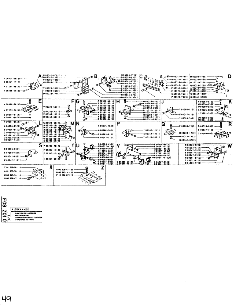 Схема запчастей Case SC150 - (049) - PIPES MOUNTING 