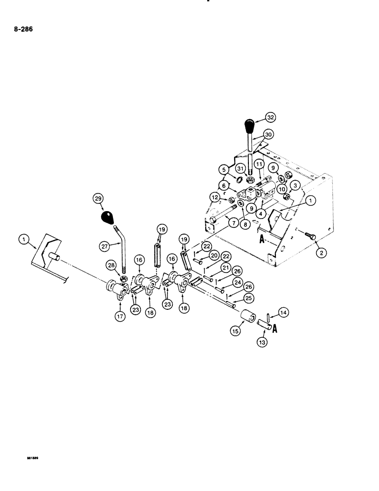 Схема запчастей Case DH4B - (8-286) - DUAL LEVER BACKHOE CONTROLS, REAR MOUNTED BACKHOE HORIZONTAL CONTROL VALVE (08) - HYDRAULICS