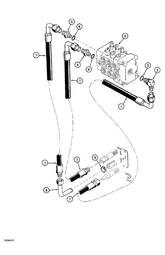 Схема запчастей Case 760 - (08-137A) - PLOW HYD. CIRCUIT, PLOW CONTROL VALVE SUPPLY & RETURN LINES, UNITS W/ QUAD OR REVERSED QUAD OPTION (35) - HYDRAULIC SYSTEMS