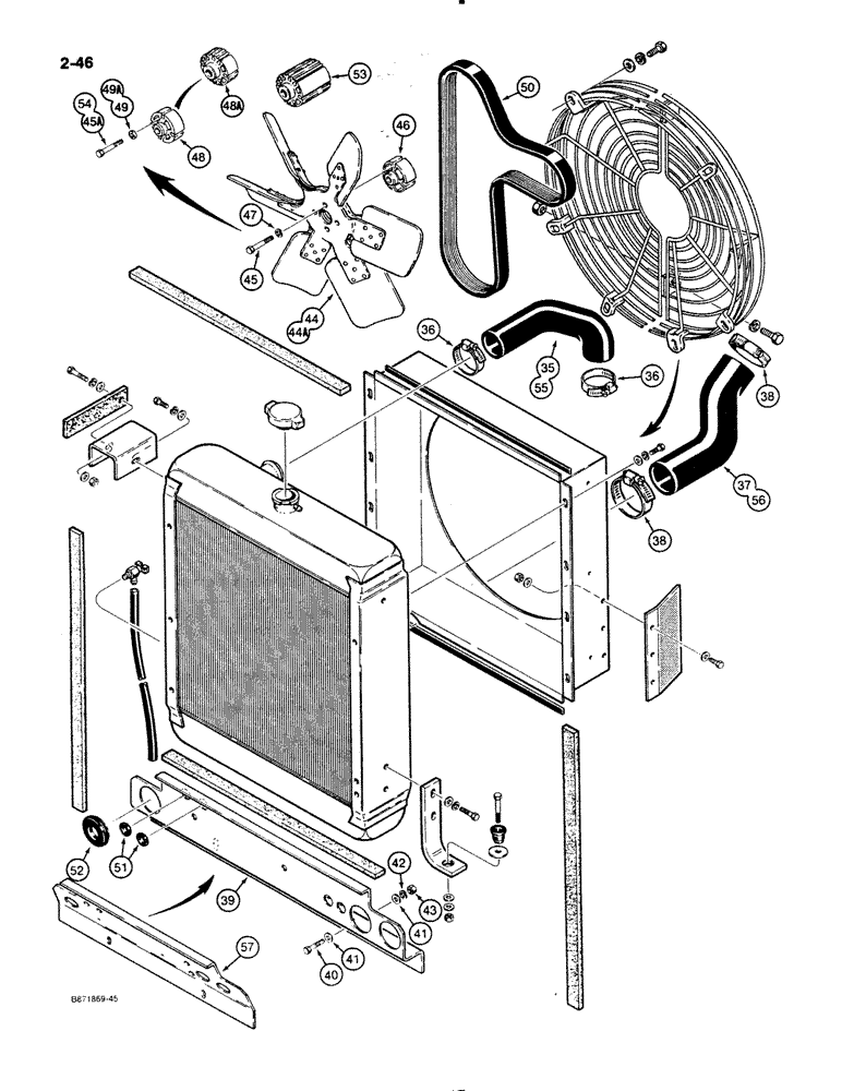 Схема запчастей Case W11B - (2-046) - RADIATOR, FAN, AND BELT (02) - ENGINE