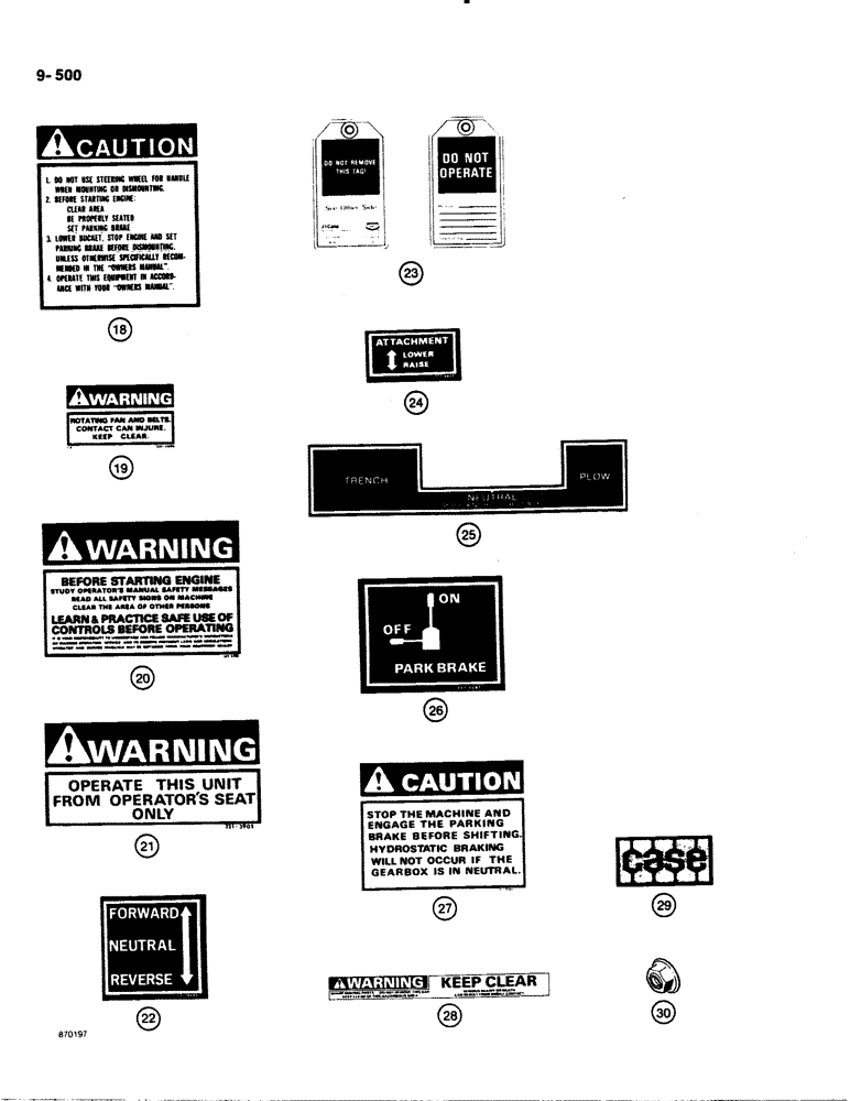 Схема запчастей Case DH4B - (9-500) - DECALS, BASIC UNIT (09) - CHASSIS/ATTACHMENTS