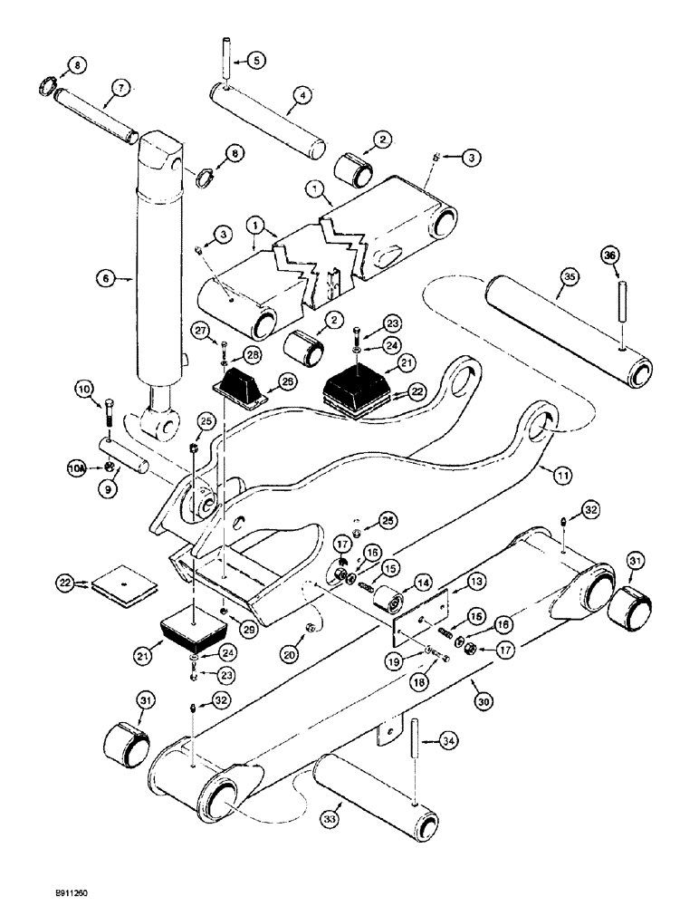 Схема запчастей Case 860 - (9-104) - PLOW LIFT ARMS AND MOUNTING - PLOWS WITH CLOSED LIFT CRADLE (09) - CHASSIS/ATTACHMENTS