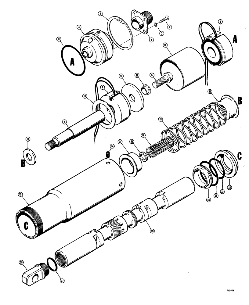 Схема запчастей Case W20 - (322) - D63370 LIFT SPOOL (08) - HYDRAULICS