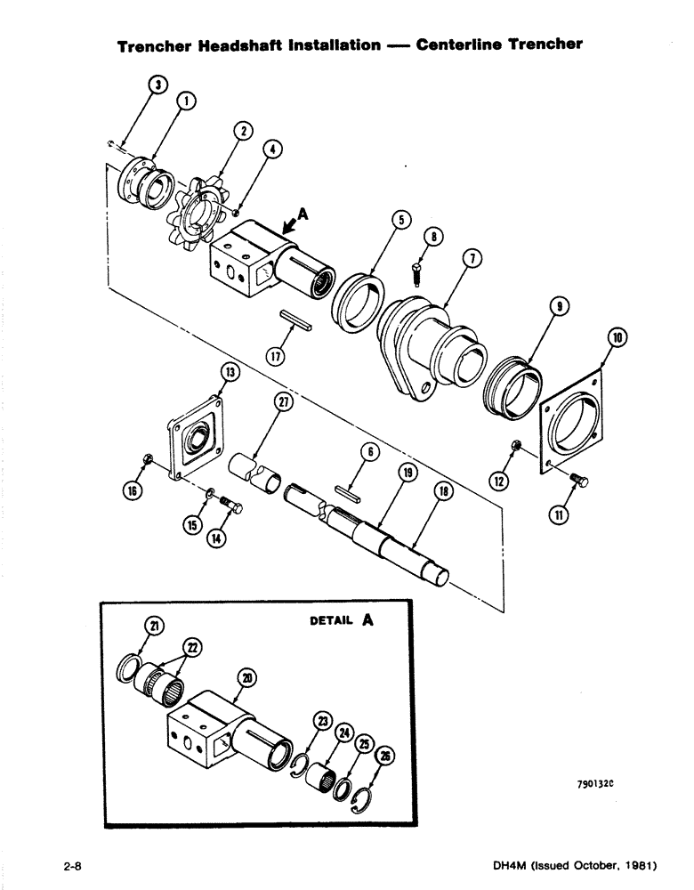 Схема запчастей Case DH4 - (2-08) - TRENCHER HEADSHAFT INSTALLATION - CENTERLINE TRENCHER (89) - TOOLS