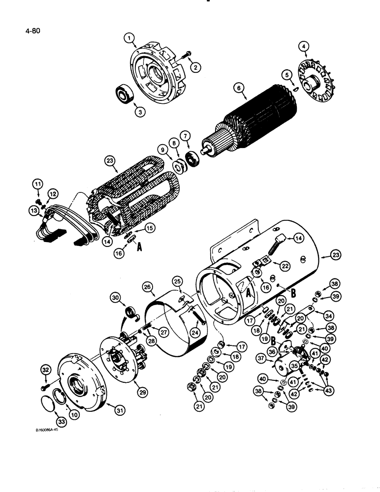 Схема запчастей Case W30 - (4-80) - D71479 AUXILIARY STEERING MOTOR (04) - ELECTRICAL SYSTEMS