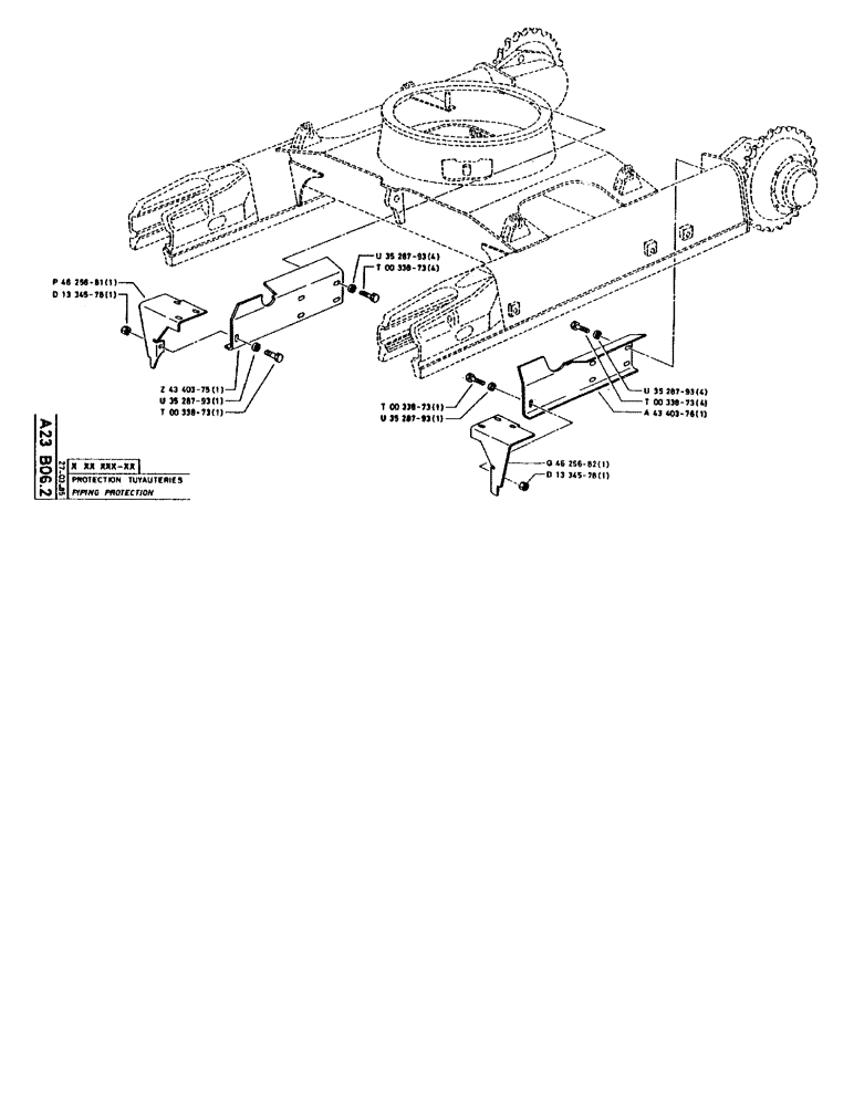 Схема запчастей Case 90BCL - (088) - PIPING PROTECTION (04) - UNDERCARRIAGE