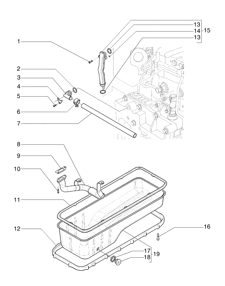 Схема запчастей Case 885 - (02-34[01]) - OIL PAN (02) - ENGINE