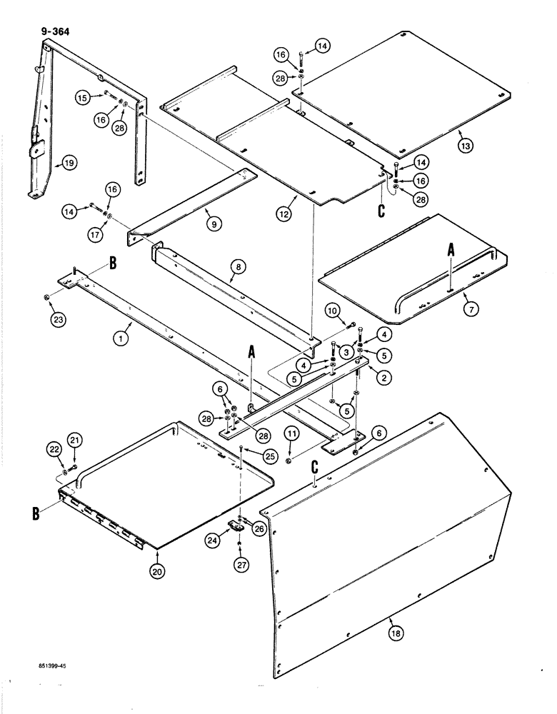 Схема запчастей Case 1187B - (9-364) - TOP ACCESS COVERS (09) - CHASSIS