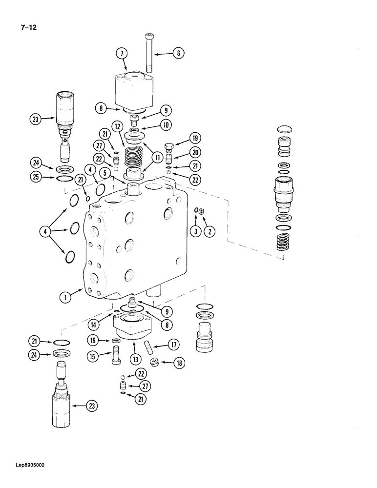 Схема запчастей Case 688 - (7-12) - DRIVE CONTROL VALVE, TRACK DRIVE SECTIONS (07) - BRAKES