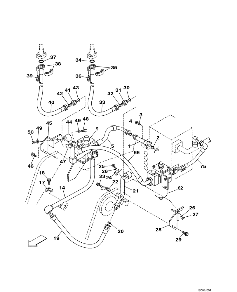 Схема запчастей Case CX290 - (08-47) - HYDRAULICS - SINGLE ACTING CIRCUIT/HAMMER (08) - HYDRAULICS