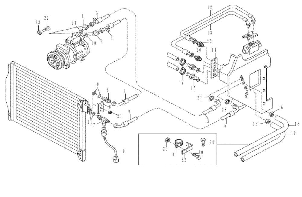 Схема запчастей Case 327B - (58A00040578[001]) - HEATER AND AIR CONDITIONER LINES (P.I.N. HHD0327BN7PG57000 AND AFTER) (84287080) (10) - Cab/Cowlings