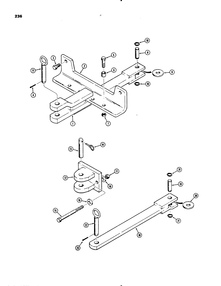 Схема запчастей Case 450B - (236) - DRAWBARS, MODELS WITHOUT REAR MOUNTED EQUIPMENT (05) - UPPERSTRUCTURE CHASSIS