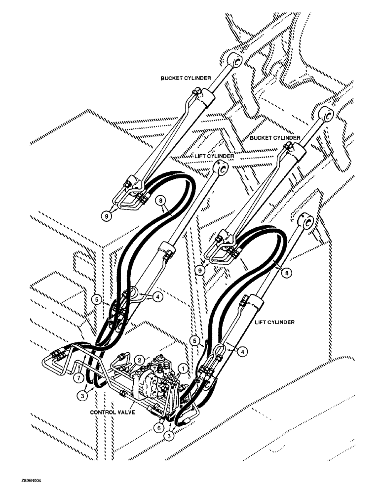 Схема запчастей Case 850E - (1-16) - PICTORIAL INDEX, LOADER HYDRAULICS, LIFT AND BUCKET CYLINDERS (00) - PICTORIAL INDEX