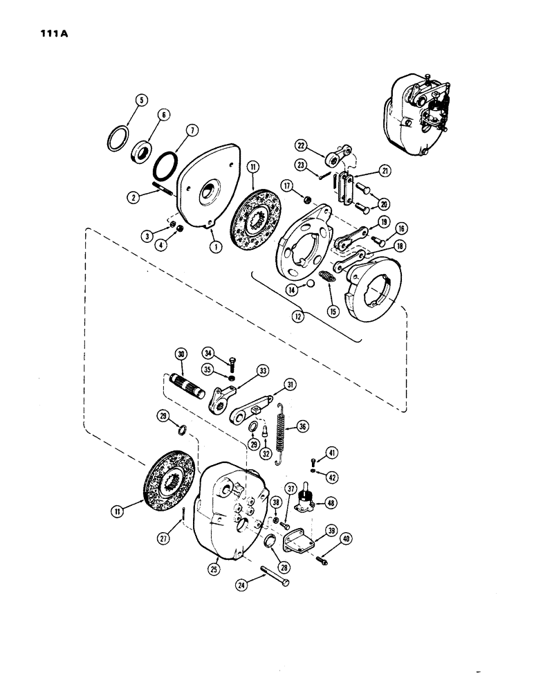 Схема запчастей Case 450 - (111A) - HYDRAULIC BRAKES, W/TWO PIECE BREAK LEVER (03) - TRANSMISSION