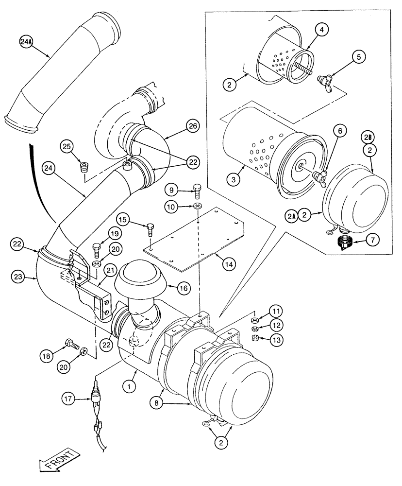 Схема запчастей Case 9020 - (2-06) - AIR CLEANER SYSTEM (02) - ENGINE